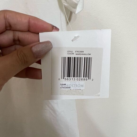 Ellen Tracy White Pleated Chiffon Crewneck Tee Small New - Picture 4 of 9